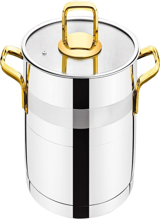 AKDC 8 Pieces Safir Cookware Set 18 Cm Deep Pot, 20 Cm Deep Pot, 24 Cm Deep Pot, 24 Cm Low Pot Silver/Gold Color  - Image 4