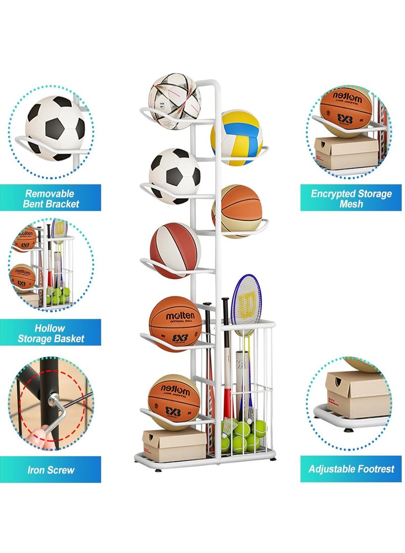 DubaiGallery Exercise Ball Storage Stand Up Ball Rack Basketball Rack for Basketballs Wall Balls Medicine Balls and Slam Balls Stability Balls and More - Image 3