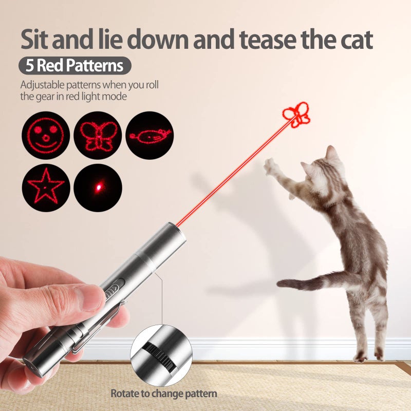 Zugesify Laser Pointer Cat Toy, Interactive Toy with Red Dot LED Light Pointer, Long Range 3 Modes Projection Playpen for Kitten Interaction,USB Recharge Pointer (1 pcs) - Image 3