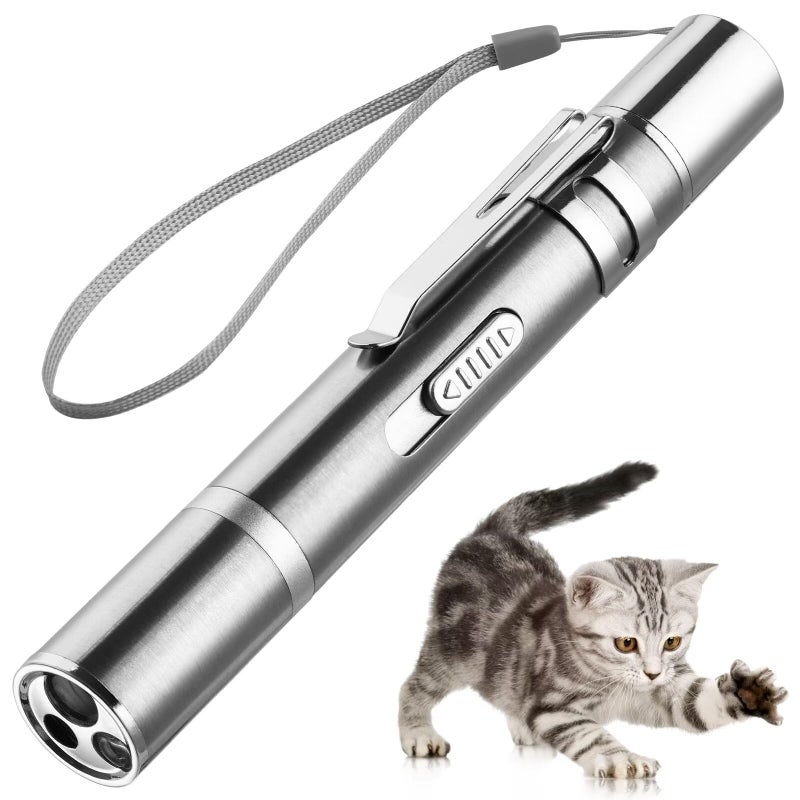 Zugesify Laser Pointer Cat Toy, Interactive Toy with Red Dot LED Light Pointer, Long Range 3 Modes Projection Playpen for Kitten Interaction,USB Recharge Pointer (1 pcs) - Image 1