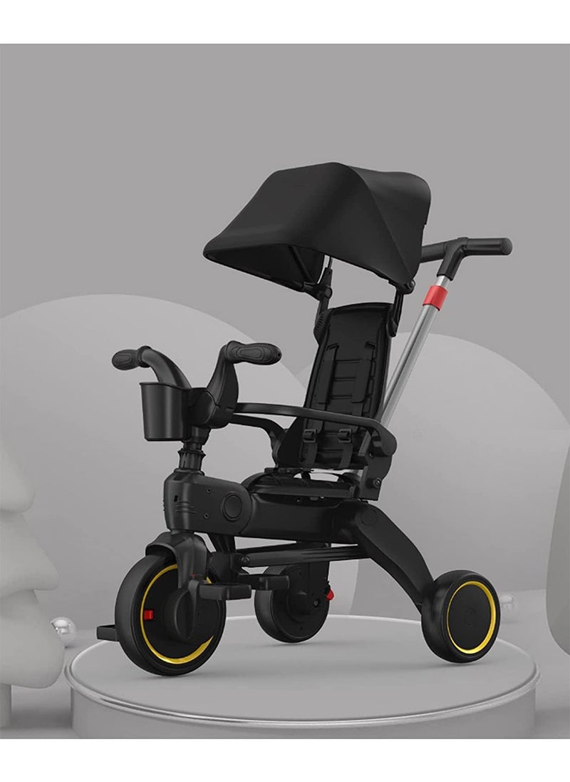 LIMOS Kids Tricycle Premium Foldable Push Trike for Ages 10 Months to 3 Years(Black)  - Image 1