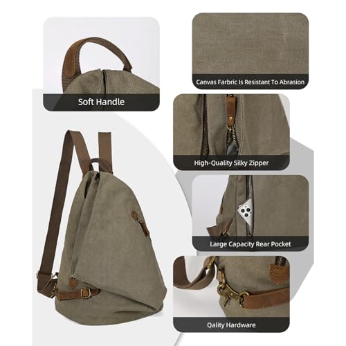 KL928 Canvas Vintage Backpack – Large Casual Daypack Outdoor Travel Rucksack Hiking Backpacks for Men Women - Image 3