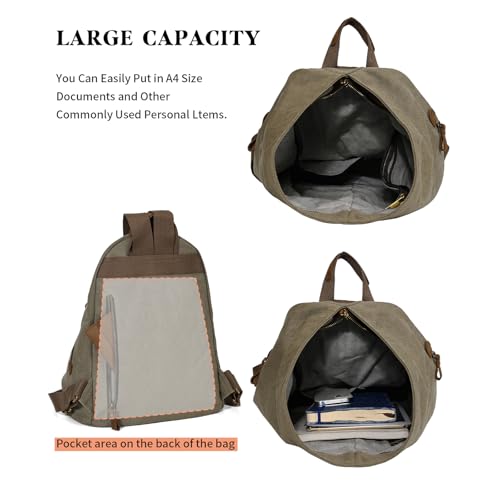 KL928 Canvas Vintage Backpack – Large Casual Daypack Outdoor Travel Rucksack Hiking Backpacks for Men Women - Image 4