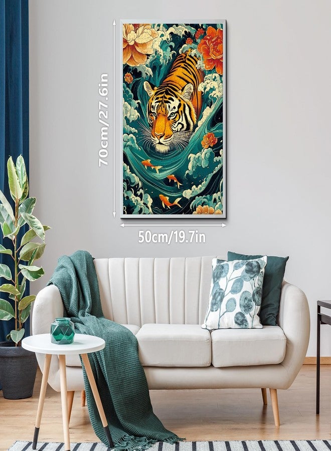 PPuzzling Mighty Tiger Puzzles for Adults 1000 Pieces, Nature Animal Art Puzzle Featuring Tiger in Waves, Koi Fish and Blooming Flowers, Wildlife Challenging Puzzles for Adults as Home Wall Decor - Image 3
