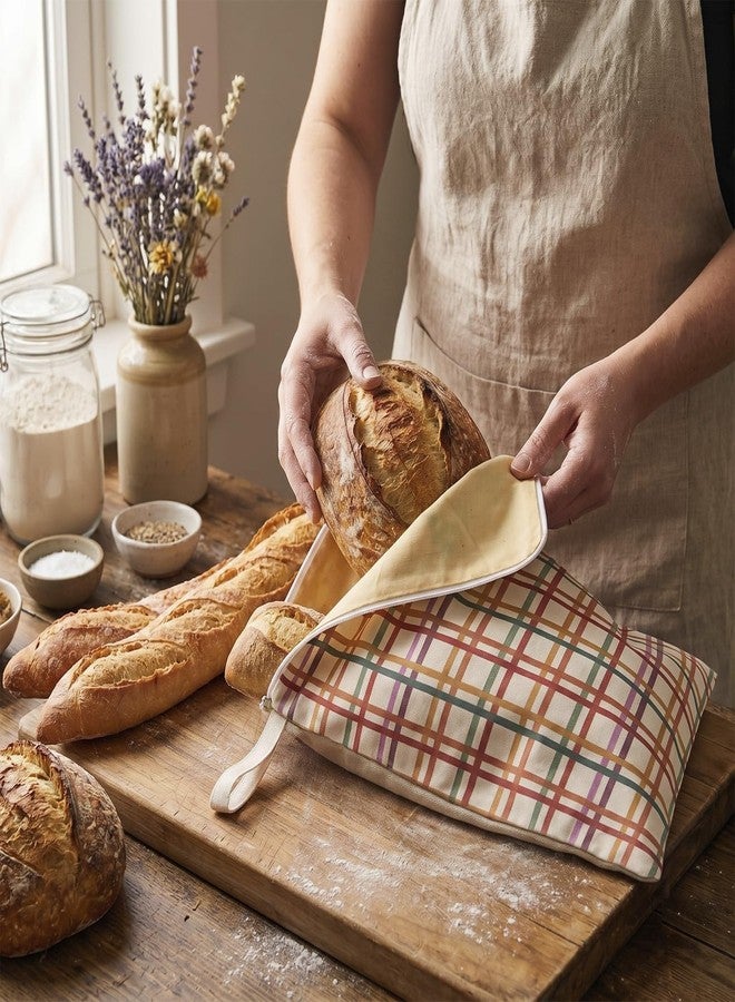 MATICAN Beeswax Bread Bags for Homemade Bread & Sourdough, 2-Pack XL Zippered Eco-Friendly Natural Cotton Food Storage Bags, 12.6 x 16.9 Inches, Sunbaked Plaid - Image 2