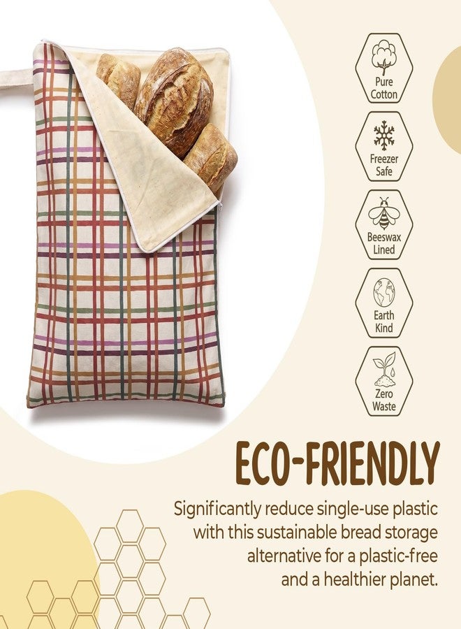 MATICAN Beeswax Bread Bags for Homemade Bread & Sourdough, 2-Pack XL Zippered Eco-Friendly Natural Cotton Food Storage Bags, 12.6 x 16.9 Inches, Sunbaked Plaid - Image 5