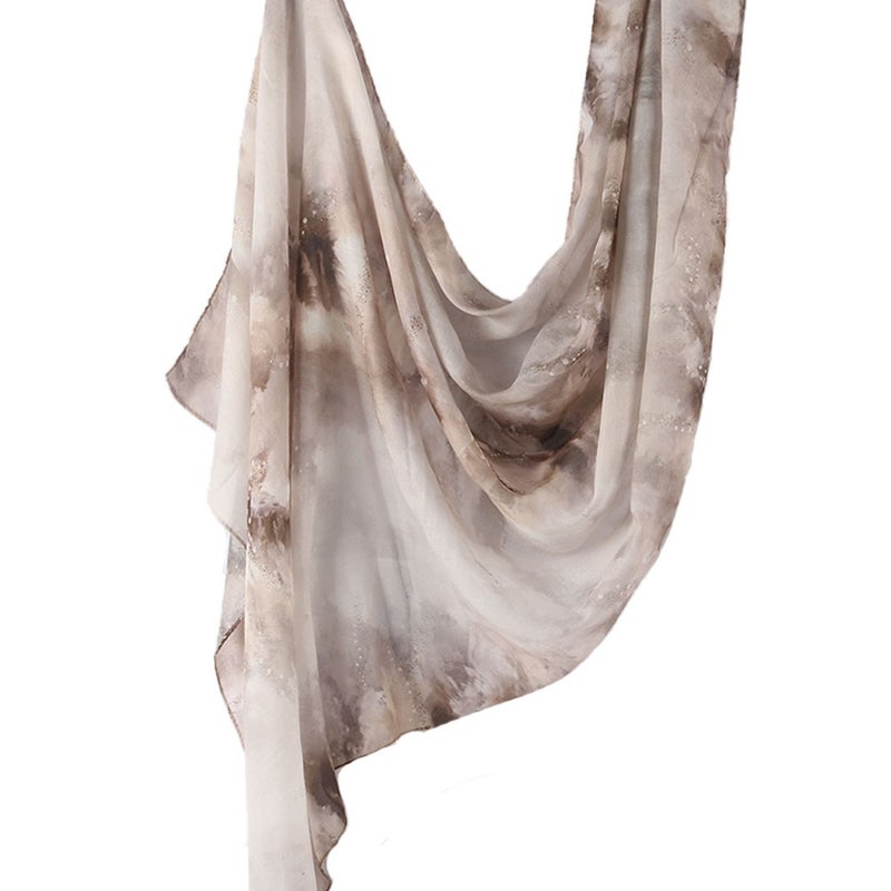 Best-Selling Watercolor Tie-Dye Cotton Scarf - Satin Polyester Long Wrap, Turkish Headscarf