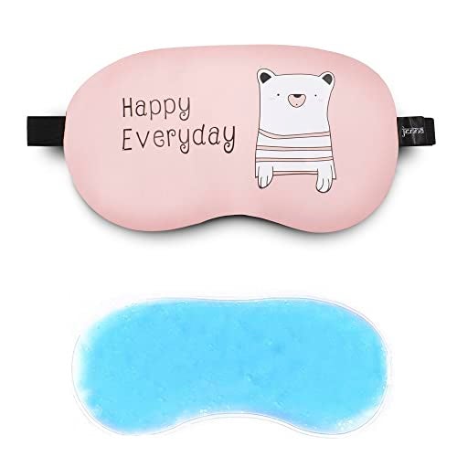 Jenna Unisex Printed Alphabet Sleeping Eye Mask Comfortable, Soft And With Adjustable Strap With Gel (Pink) - Image 1