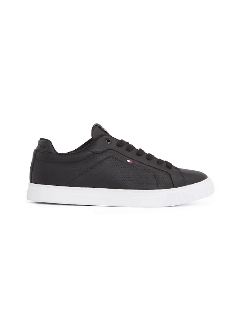 TOMMY HILFIGER Men's Leather Court Sneakers - Leather, Black