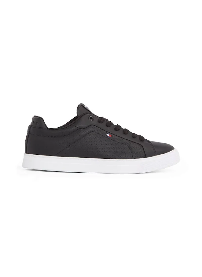TOMMY HILFIGER Men's Leather Court Sneakers - Leather, Black