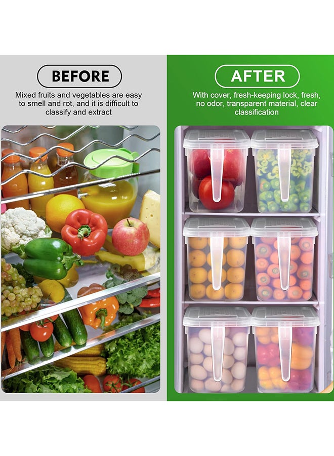 UREVO 3-Piece Refrigerator Organizer, Stackable Plastic Kitchen Food Storage Containers with Lids and Handle for Fruits and Vegetables, Freezer Safe Food Storage Boxes, Transparent - Image 2