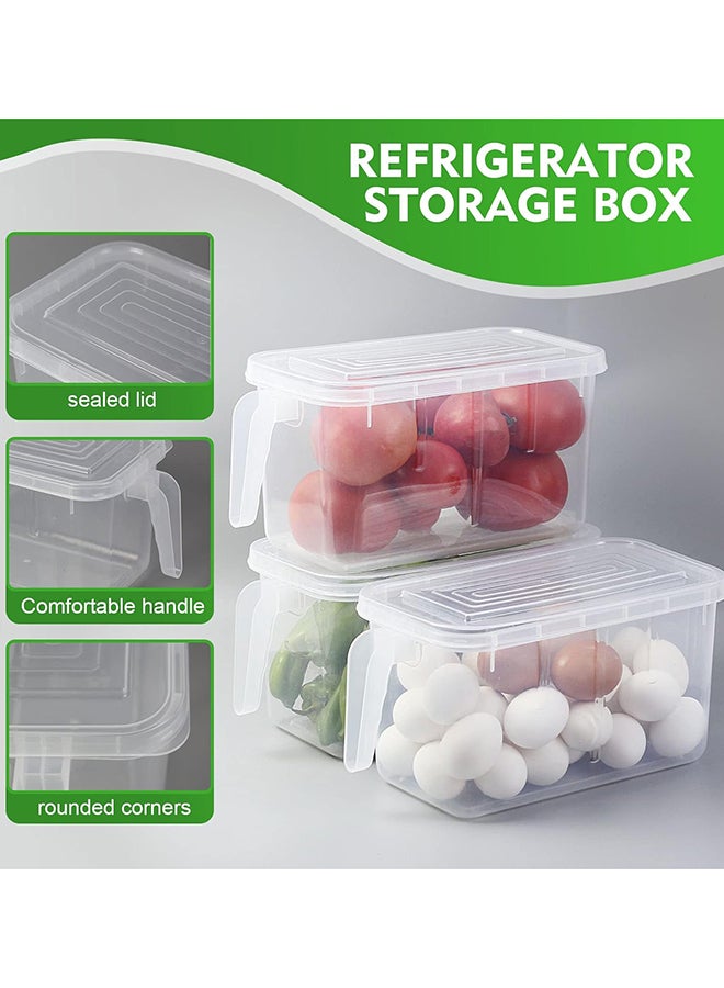 UREVO 3-Piece Refrigerator Organizer, Stackable Plastic Kitchen Food Storage Containers with Lids and Handle for Fruits and Vegetables, Freezer Safe Food Storage Boxes, Transparent - Image 3