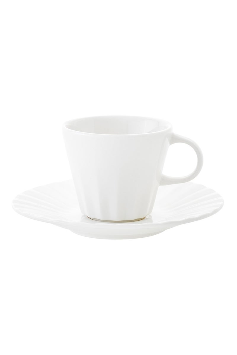 RAK Porcelain Rak Porcelain Drapperie Beige Espresso Cup & Saucer  9cl | Premium Porcelain  Coffee Cup  & Saucer  Perfect for  Espresso, Cappuccino or Latte in Elegant  Design, Microwave & Dishwasher Safe, in Gift Box - Image 2