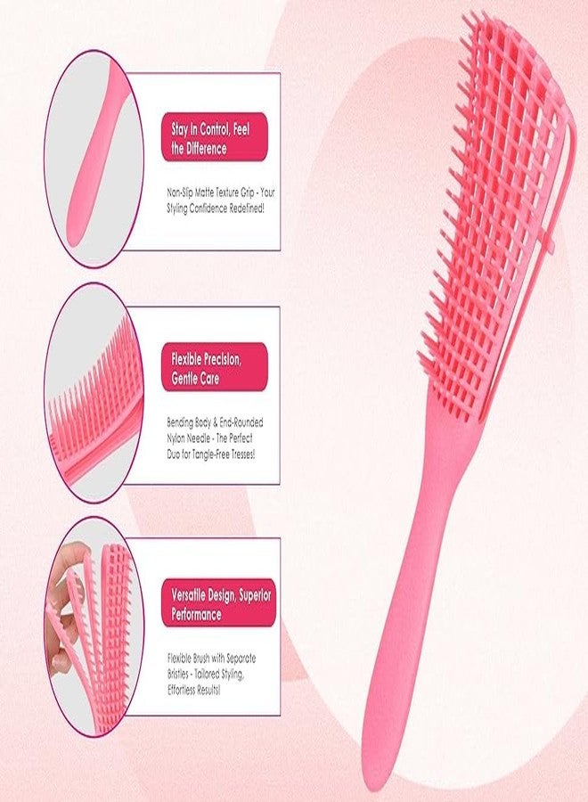 NFI Essentials Detangler Brush for Curly, Wavy Hair - Pain-Free Comb for Women, Men & Kids - Curl Brush (Pink) - Image 3