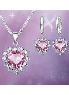 1 Set Delicate Heart Necklace Earrings Jewelry Set, Charm Jewelry Fashion Jewelry Set, Romantic Gift With Butterfly, Trendy Party Jewelry For Men, Thanksgiving Christmas Birthday Gift For Men Or Women Or Friends Or Bride