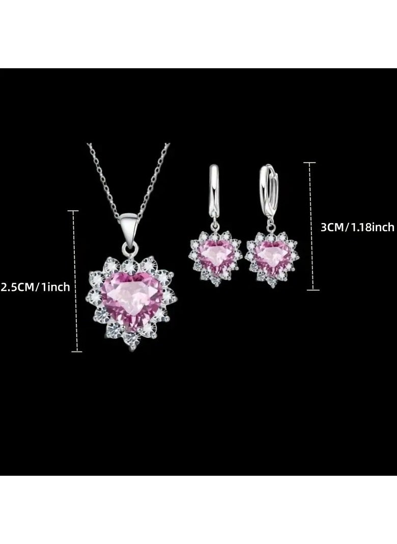 Home Clearance Sale - 1 Set Delicate Heart Necklace Earrings Jewelry Set, Charm Jewelry Fashion Jewelry Set, Romantic Gift With Butterfly, Trendy Party Jewelry For Men, Thanksgiving Christmas Birthday Gift For Men Or Women Or Friends Or Bride - Image 1