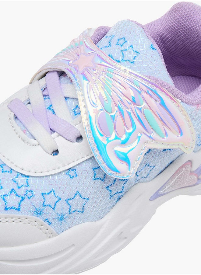 JUNIORS Girls Butterfly Accent Light-Up Sneakers with Hook and Loop Closure  - Image 5
