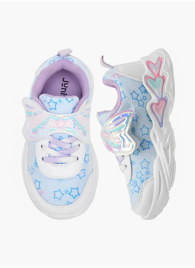 جونيورز Girls Butterfly Accent Light-Up Sneakers with Hook and Loop Closure