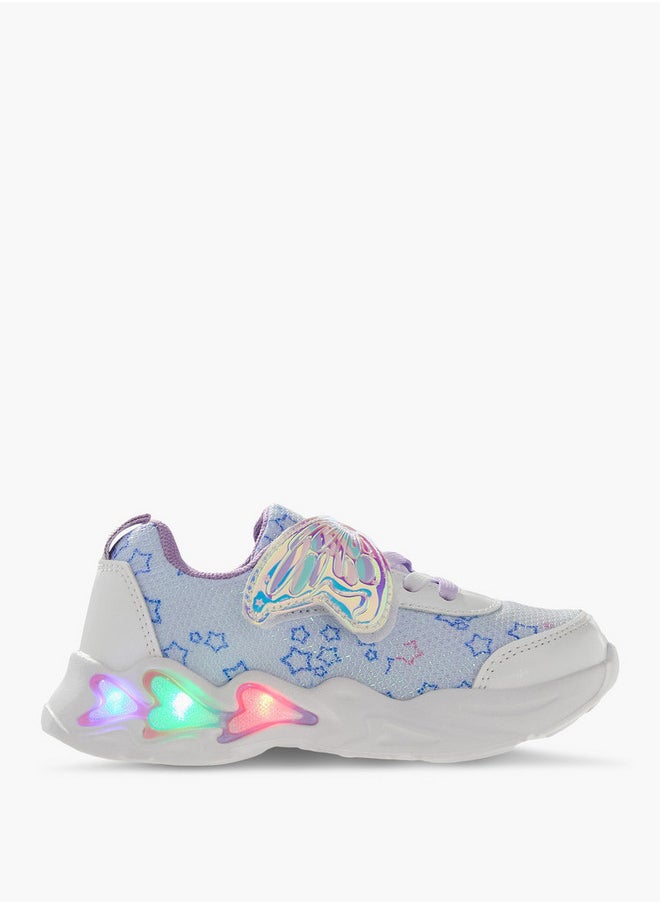 JUNIORS Girls Butterfly Accent Light-Up Sneakers with Hook and Loop Closure  - Image 4