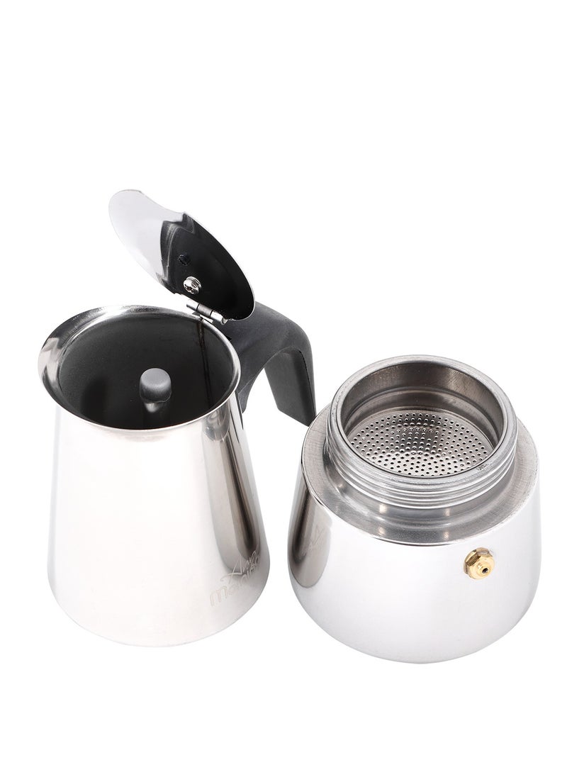 Any Morning - Stainless Steel Espresso Maker, 300ml / 10oz Coffee Maker, Induction Compatible Moka Pot, 6-Cup Capacity, Percolator Coffee Pot 6 Cups, Silver - Image 1
