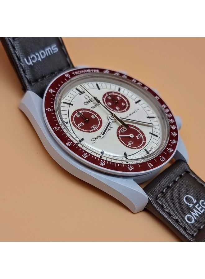 Swatch مون سواتش بيولوجي سيراميك مهمة إلى بلوتو SO33M101 - 42 مم - رمادي - Image 4