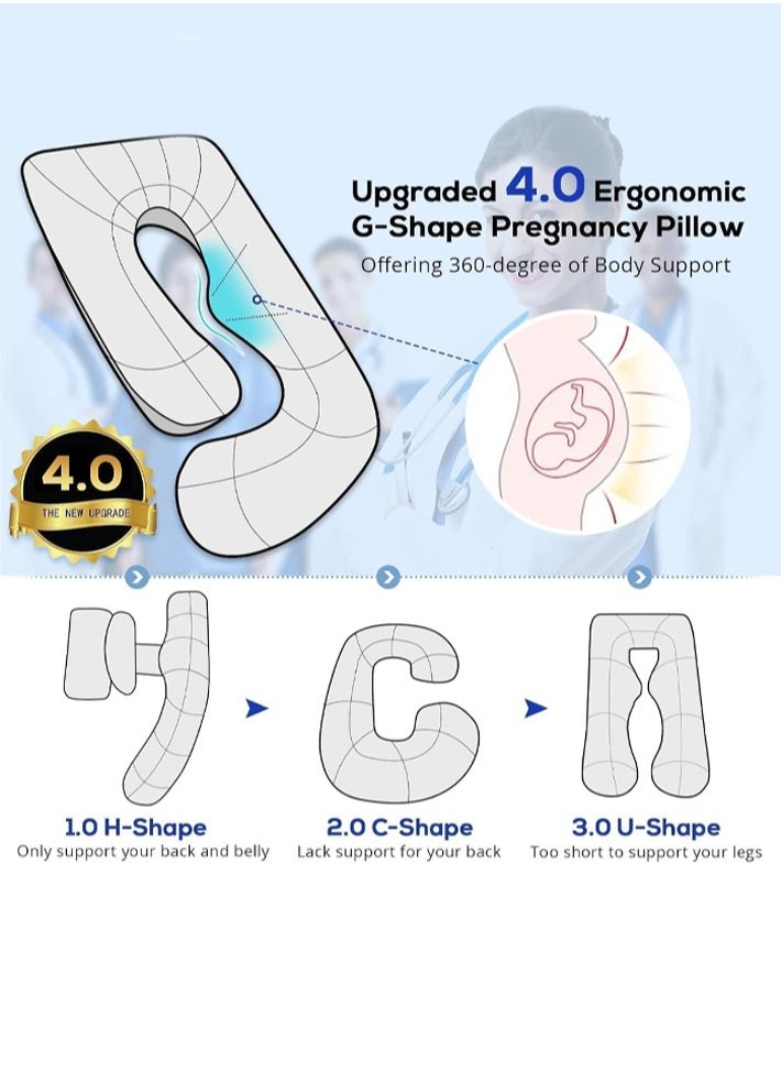 dida-cosmos - Dida-cosmos Pregnancy Pillows for Sleeping, U Shaped Full Body Pillow for Side Sleepers, Maternity Pillow for Pregnant Women Pregnancy Must Haves, Pregnant Pillow with Removable Velvet Cover, Cold Grey - Image 1