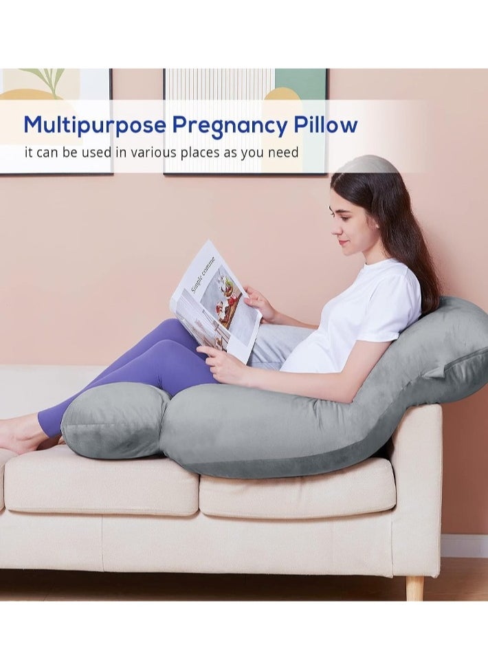 dida-cosmos - Dida-cosmos Pregnancy Pillows for Sleeping, U Shaped Full Body Pillow for Side Sleepers, Maternity Pillow for Pregnant Women Pregnancy Must Haves, Pregnant Pillow with Removable Velvet Cover, Cold Grey - Image 1