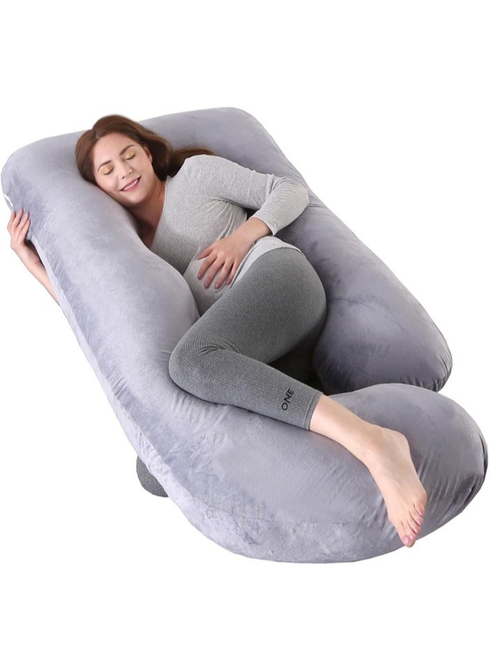 dida-cosmos - Dida-cosmos Pregnancy Pillows for Sleeping, U Shaped Full Body Pillow for Side Sleepers, Maternity Pillow for Pregnant Women Pregnancy Must Haves, Pregnant Pillow with Removable Velvet Cover, Cold Grey - Image 1