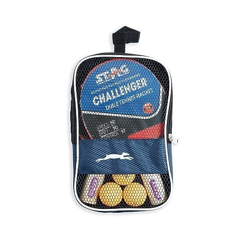 STAG Iconic Challenger Table Tennis Playset | 2 Ping Pong Rackets, 3 ABS Balls & Storage Case | Durable Wood Blade with Tacky Rubber | Intermediate & Recreational Players - Image 1
