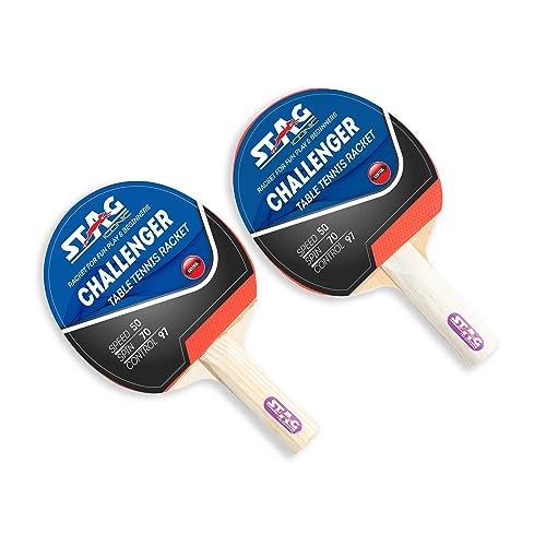 STAG Iconic Challenger Table Tennis Playset | 2 Ping Pong Rackets, 3 ABS Balls & Storage Case | Durable Wood Blade with Tacky Rubber | Intermediate & Recreational Players - Image 3