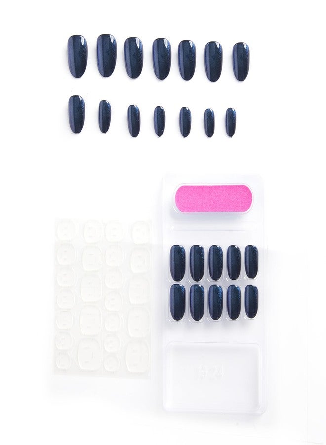 FEELHIGH 24Pcs Cat Eye Press on Nails Medium Oval Fake Nails Cat Eye Glitter Glossy Designs Full Cover Stick on Nails Artificial Nails Acrylic False Nails Glue Tap on Nails for Women Manicure Decorations (12, Medium) - Image 3