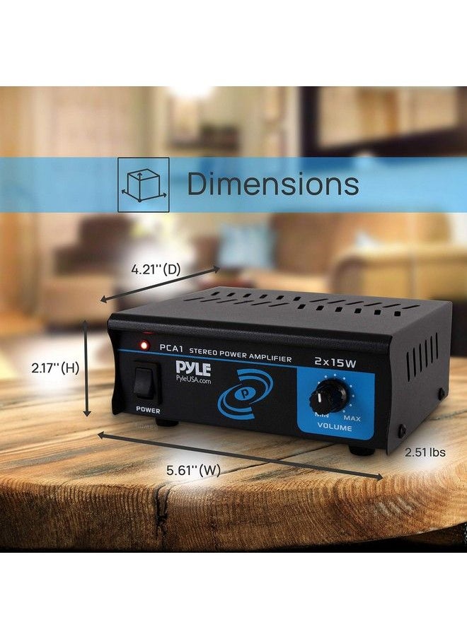 Pyle - Pca1.5 2X15 Watt Stereo Power Amplifier Compact Mini 2Channel Portable Home Audio Speaker Receiver Box For Amplified Speakers Sound System With Rca Cable L R Input For Cd Player Tuner Mp3 - Image 1