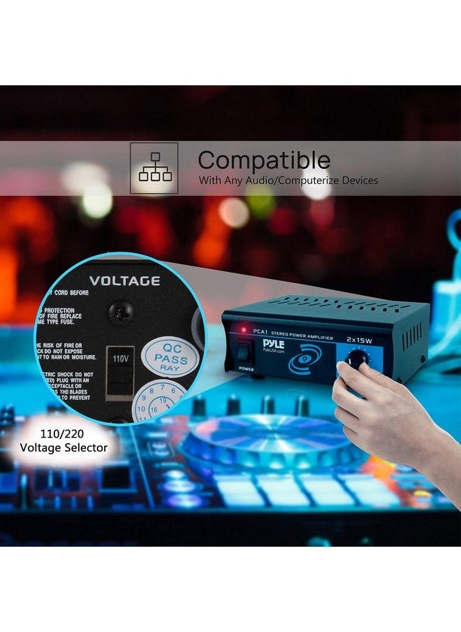 Pyle - Pca1.5 2X15 Watt Stereo Power Amplifier Compact Mini 2Channel Portable Home Audio Speaker Receiver Box For Amplified Speakers Sound System With Rca Cable L R Input For Cd Player Tuner Mp3 - Image 1
