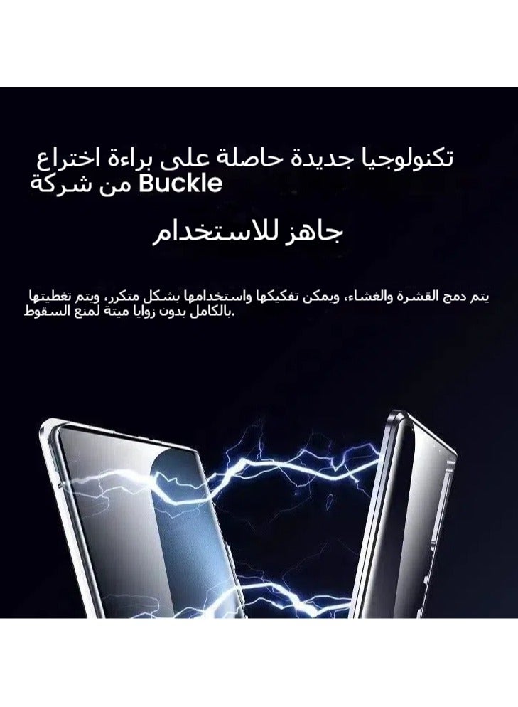 عام Double Sided Glass Case Compatible with Honor Magic 7 Pro Magnetic Body Metal Frame Double Sided Clear Tempered Glass with Camera Protection Cover for Honor Magic 7 Pro - Image 3