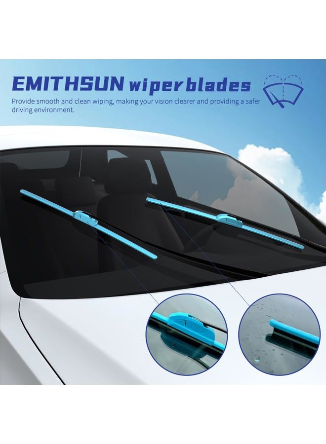 EMITHSUN OEM QUALITY 22" + 22" Premium All-Seasons Stable And Quiet Blue Windshield Wiper Blades (Set of 2) - Image 5