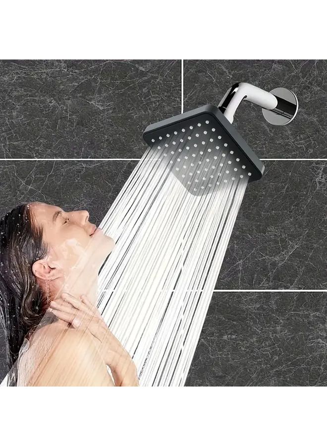 Black 4 Inch Rectangular Shower Head Modern Water Saving Top Spray - Image 1