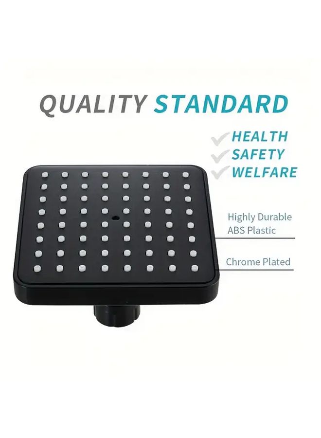 Black 4 Inch Rectangular Shower Head Modern Water Saving Top Spray - Image 4