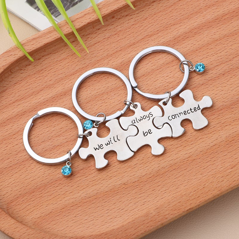 3Pcs Best Friends Keychains English Letter Print Key Birthday Gift for Men Women - Image 4