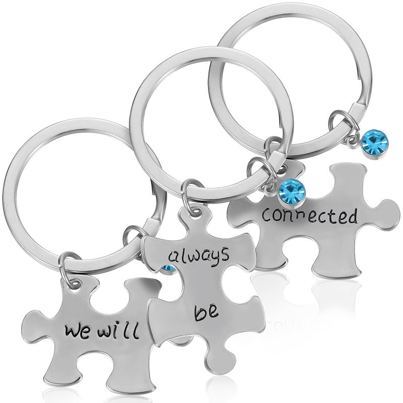 3Pcs Best Friends Keychains English Letter Print Key Birthday Gift for Men Women - Image 1
