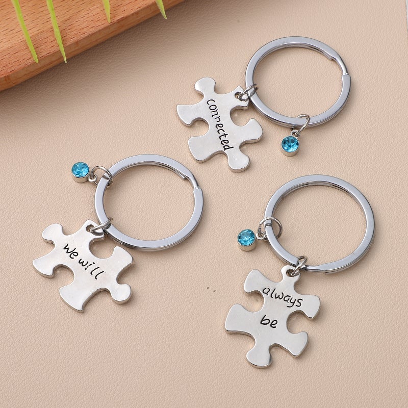 3Pcs Best Friends Keychains English Letter Print Key Birthday Gift for Men Women - Image 3