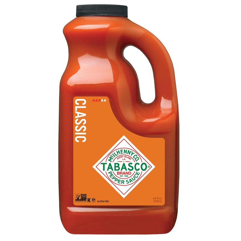 TABASCO Brand Original Red Pepper Sauce, Medium Hot Sauce, Bulk Plastic Jug, Classic & Versatile, Three Simple Ingredients, For Large Recipes & Marinades, Great on Everything, 64 Fl Oz (Pack of 1) - Image 1