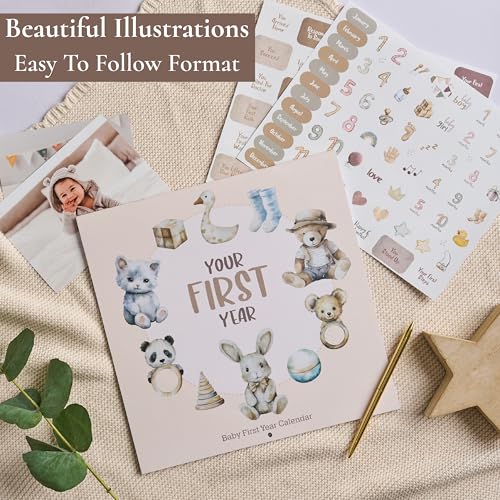 Bibi & Beau Baby's First Year Calendar with 100 Stickers - Unisex Baby Design 1st Years Wall Calendar With Stickers, Baby Tracker, Baby Scrapbook for New Mom and Newborn Boys & Girls - Image 5