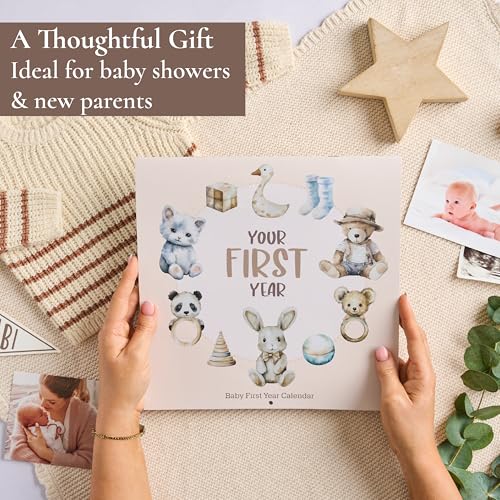 Bibi & Beau Baby's First Year Calendar with 100 Stickers - Unisex Baby Design 1st Years Wall Calendar With Stickers, Baby Tracker, Baby Scrapbook for New Mom and Newborn Boys & Girls - Image 2