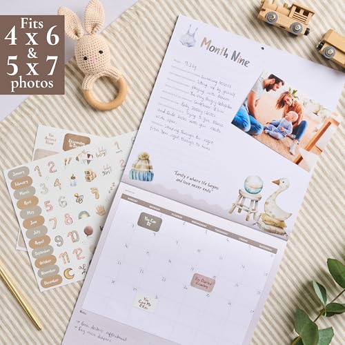 Bibi & Beau Baby's First Year Calendar with 100 Stickers - Unisex Baby Design 1st Years Wall Calendar With Stickers, Baby Tracker, Baby Scrapbook for New Mom and Newborn Boys & Girls - Image 3