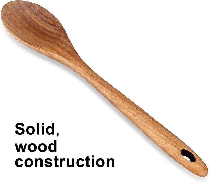 Renawe Easy lifting build 14 Inch Large Wooden Spoon for Cooking Utensil Mixing Spoons Baking Serving Wood Spoon Big Non Stick Spatula Long Handle Kitchen Utensils Stirring Cooking Spoon Non Toxic Kitchen Tools Accessories All user group compatible - Image 5