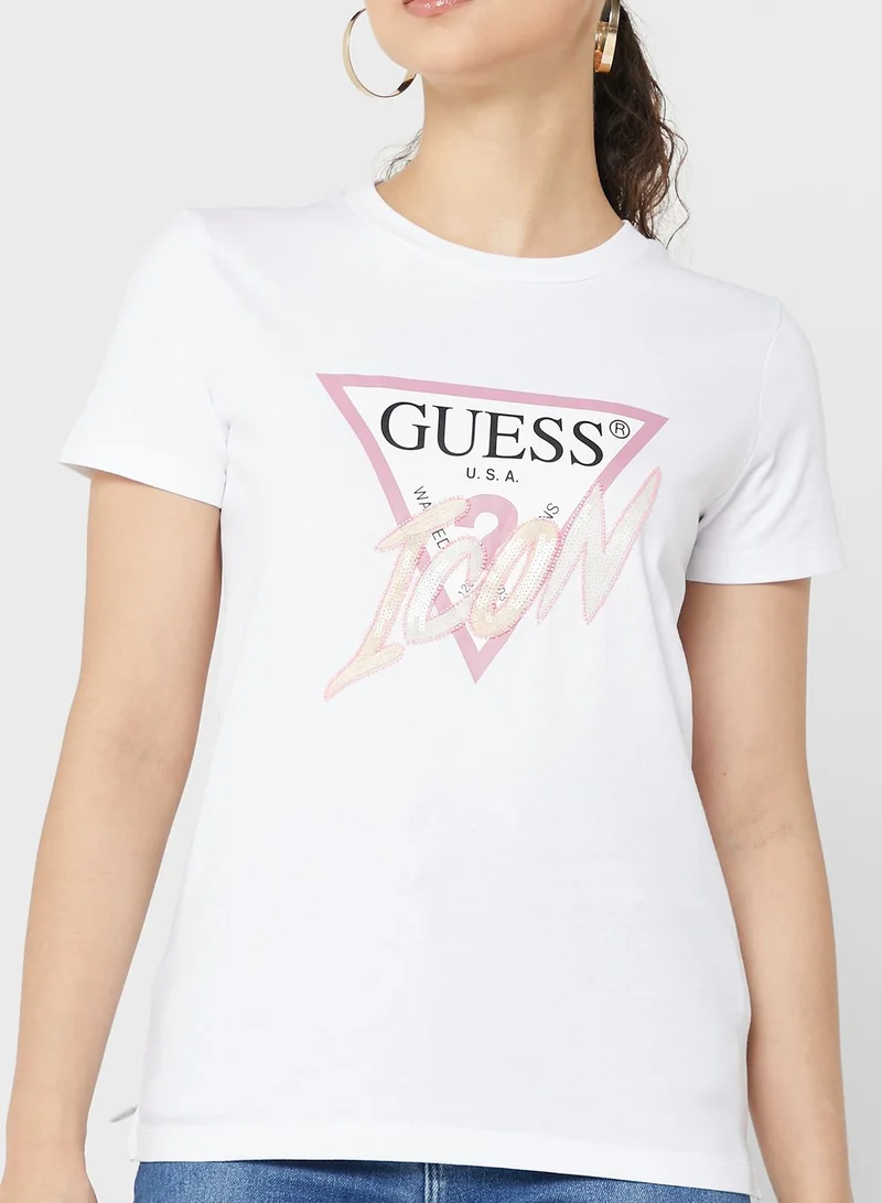 GUESS Crew Neck Graphic T-Shirt
