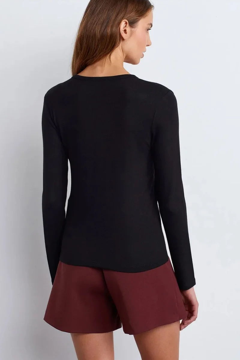 Dilvin Black DILVIN Slim Fit V-Neck Button Blouse for Women | Best Price UAE