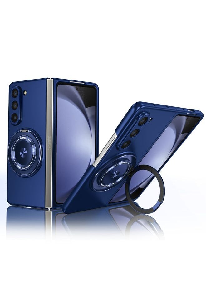 HuHa Case Cover For Samsung Galaxy Z Fold3 5G 360 Degree Rotating Holder MagSafe PC Full Coverage Shockproof Phone Case Blue 