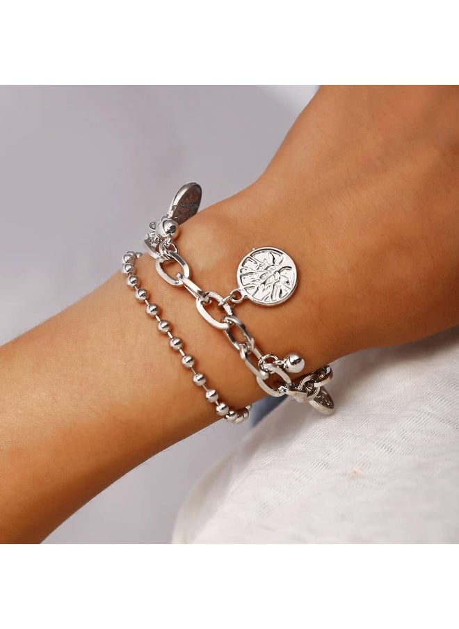 Stylish Silver Plated Coin Design Chain Beads Adjustable Bracelet for Women and Girls, Medium - pzsku/Z81A35B762E106866F9EBZ/45/_/1729064203/189d16de-6079-4fc8-924d-36a1e375cb67