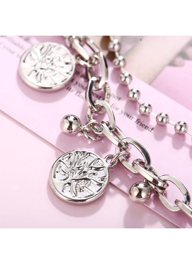 Stylish Silver Plated Coin Design Chain Beads Adjustable Bracelet for Women and Girls, Medium - pzsku/Z81A35B762E106866F9EBZ/45/_/1729064204/19eaff85-3293-4a6b-b1cb-eef8becf61d8